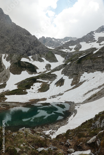 The mountain lake near Franz Luitpold house, the Bavarian Alps, Germany photo