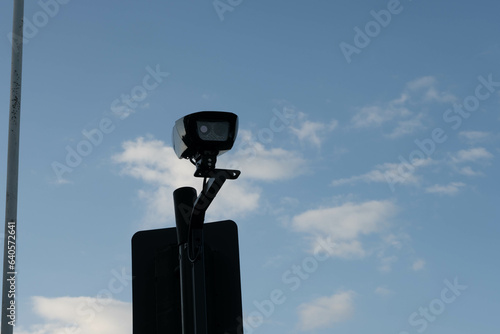 Closeup photo of a new ULEZ ANPR camera in London