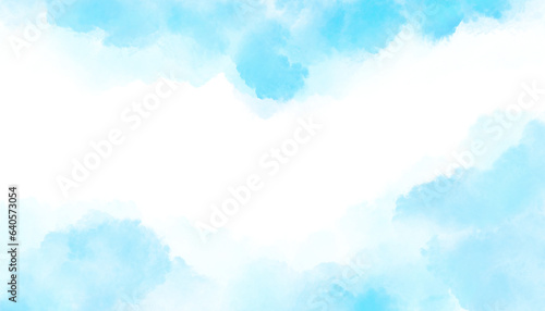 Blue sky and clouds, hand painted abstract watercolor background, vector illustration, isolated and media design © Kham