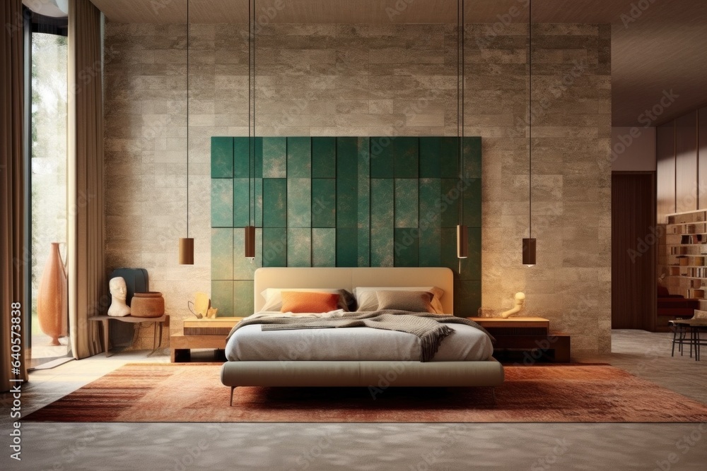 Simple Bedroom Featuring Warm Hardwood Floors, Wood Walls, and natural color Palette. 3d render Simple Bedroom Featuring Warm Hardwood Floors, Wood Walls, and natural color Palette. 3d render