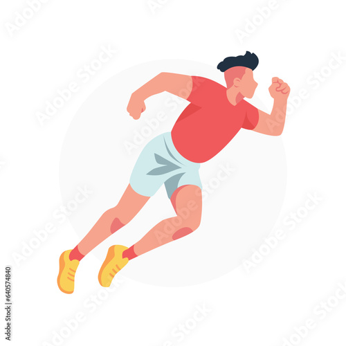 Running Sports Player Vector Illustration Sprinter in Full Speed