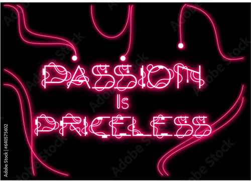 PASSION IS PRICELESS neon pink typography with futuristic sci-fi font, creative wallpaper