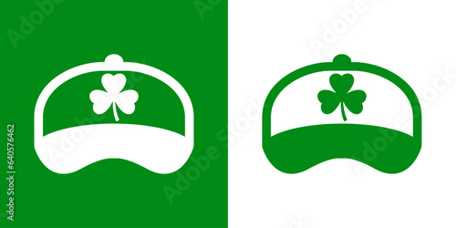 Día de San Patricio. Logo con gorra de béisbol con silueta de shamrock de 3 hojas estampado