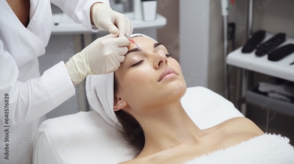 Women getting lifting therapy to stimulate facial health, rejuvenating facial treatment, and therapy massage in a beauty SPA salon, exfoliation, rejuvenation and hydration, cosmetology