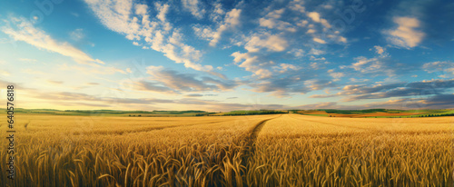 wheat field with blue sky