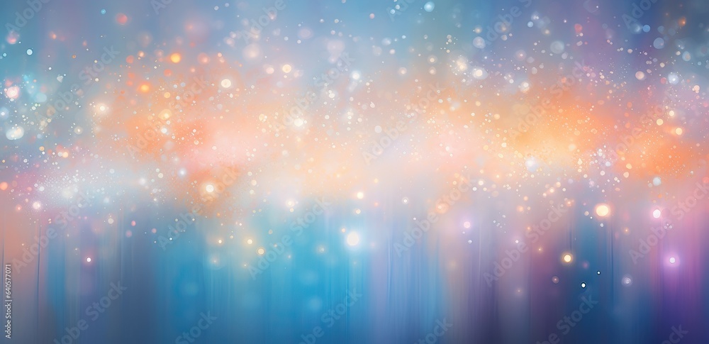 light blue bokeh background with lights and stars in the form of a shaped canvas light white and light beige Pale pink and light indigo add light, Christmas.