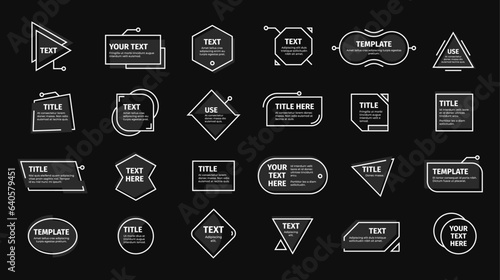 Callouts titles. Modern banner design with text and icons. Bar and banner labels for presentation. Message infographics design vector set of info box layout illustration
