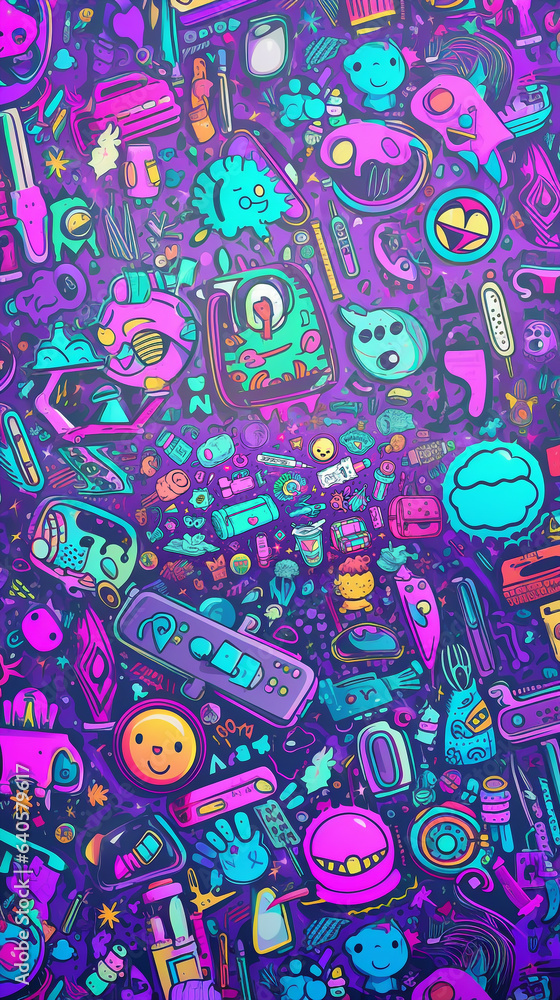Obraz premium Generative ai seamless retro abstract shapes background 80s 90s vibes