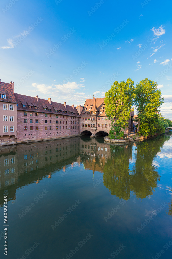 View of a picturesque landmark in Nuremberg Altstadt District  known as Heilig-Geist-Spital