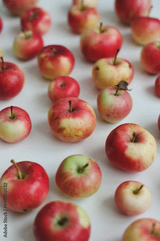 hello autumn card with fresh red apples on white background top view hello autumn card with fresh red apples on white background top view