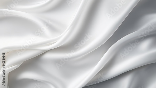 Closeup of rippled white silk fabric lines.