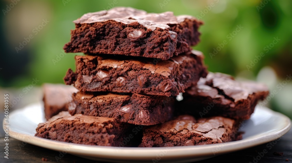 Stack of homemade dark chocolate brownies Stack of homemade dark chocolate brownies