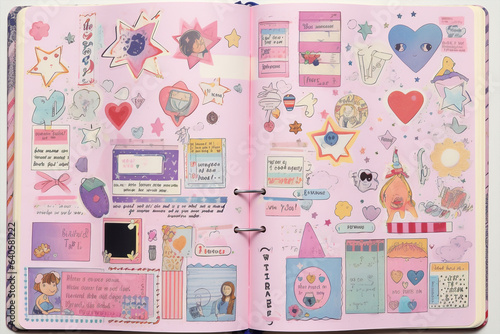 Generative ai illustration hand drawn of secret diary of 90s teenagers