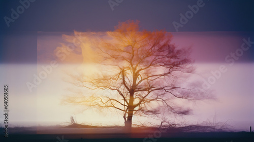a colorful image with a tree in the background, atmospheric photograms © Dominik