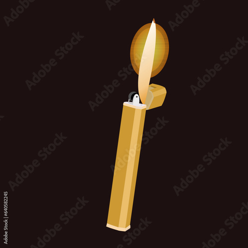 Vector graphic of illustration Flat style lighter vector graphic isolated on black background with gold color giving a luxurious impression. Cartoon icon. Vector illustration flat design. Graphic temp