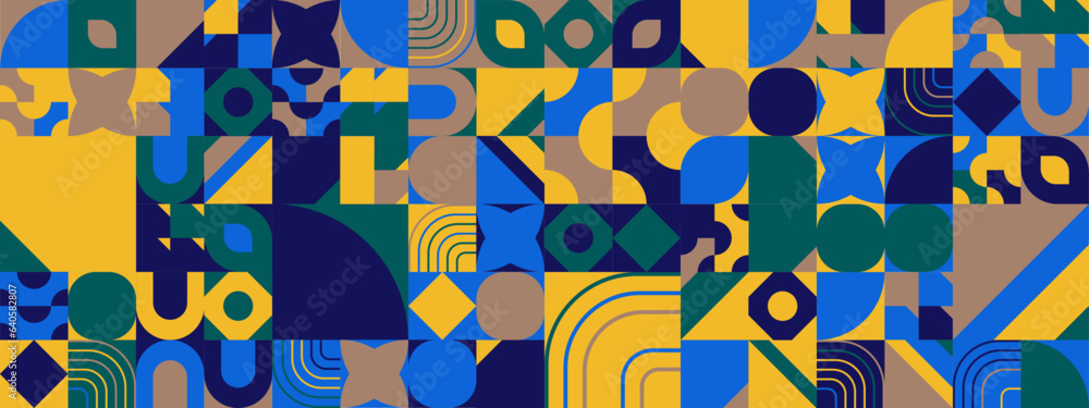 Colorful modern geometric banner with shapes