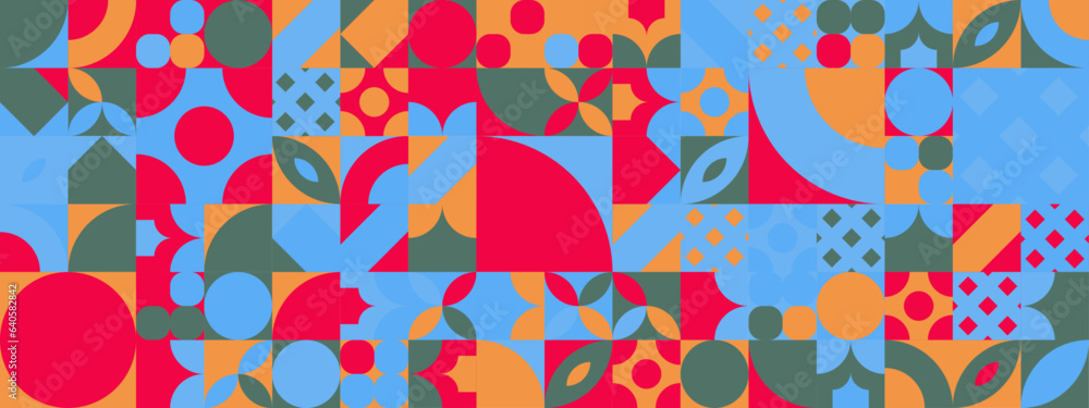 Colorful modern geometric banner with shapes Colorful modern geometric banner with shapes