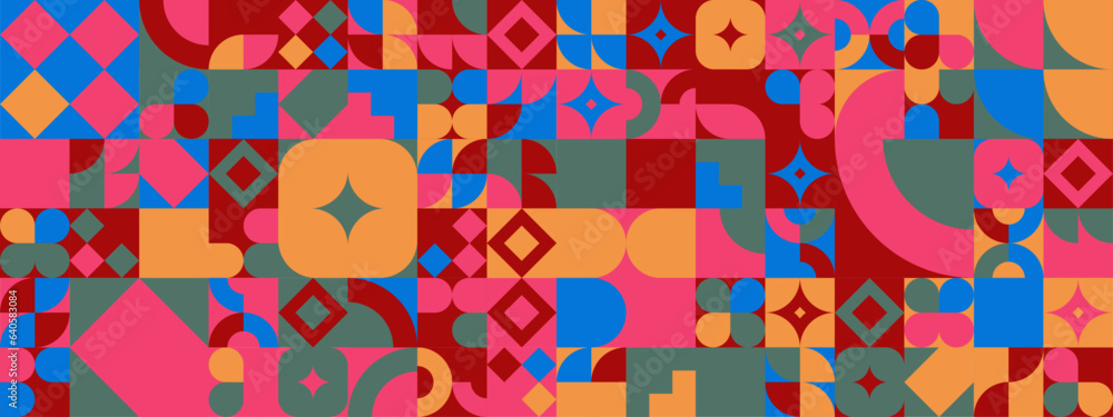 Colorful modern geometric banner with shapes Colorful modern geometric banner with shapes
