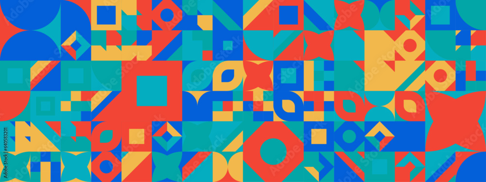 Colorful modern geometric banner with shapes Colorful modern geometric banner with shapes