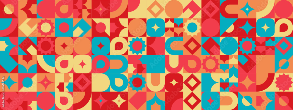 Colorful modern geometric banner with shapes Colorful modern geometric banner with shapes