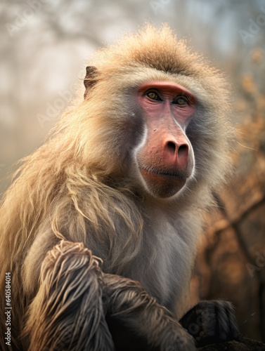 Baboon in its Natural Habitat, Wildlife Photography, Generative AI © Vig