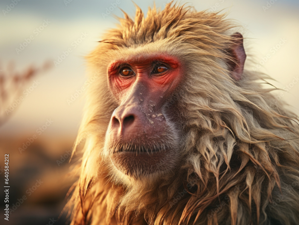 Baboon in its Natural Habitat, Wildlife Photography, Generative AI Baboon in its Natural Habitat, Wildlife Photography, Generative AI