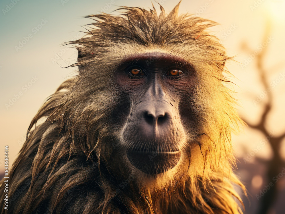 Baboon in its Natural Habitat, Wildlife Photography, Generative AI Baboon in its Natural Habitat, Wildlife Photography, Generative AI