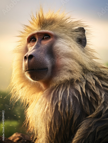 Baboon in its Natural Habitat  Wildlife Photography  Generative AI