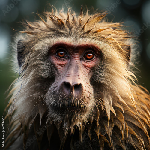 Baboon in its Natural Habitat, Wildlife Photography, Generative AI