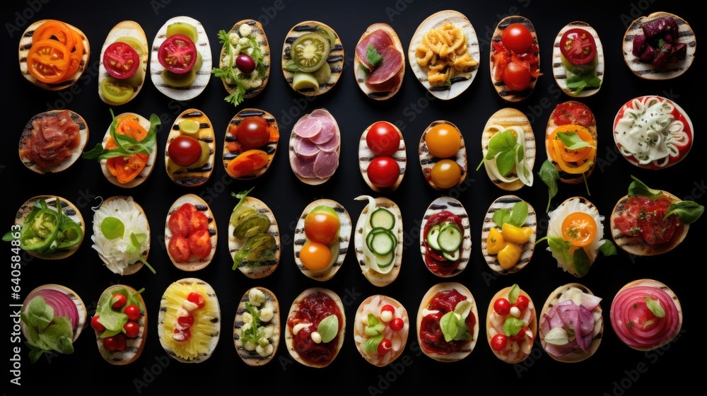 Bars, recipes for snacks on a dark background. top view.