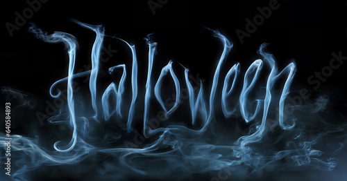 halloween word made of smoke