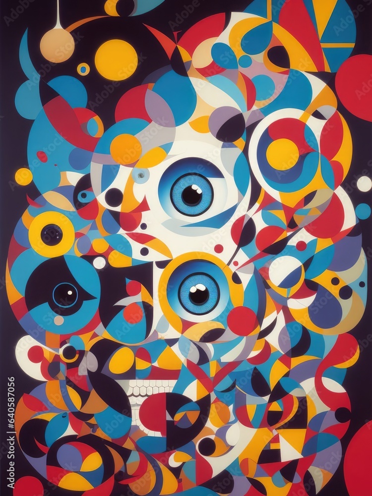 Abstract painting. Face and geometric objects. Generative AI Abstract painting. Face and geometric objects. Generative AI