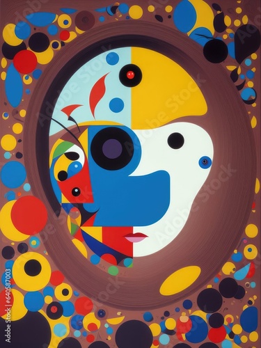 Abstract painting. Face and geometric objects. Generative AI