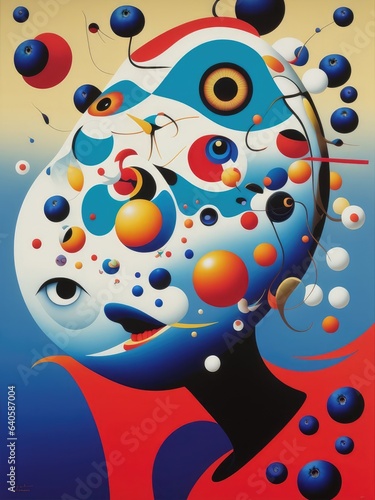 Abstract painting. Face and geometric objects. Generative AI