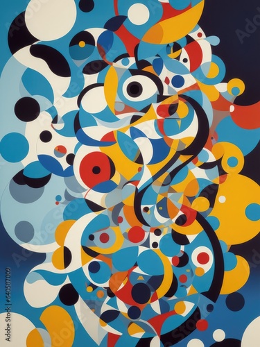 Abstract painting. Face and geometric objects. Generative AI