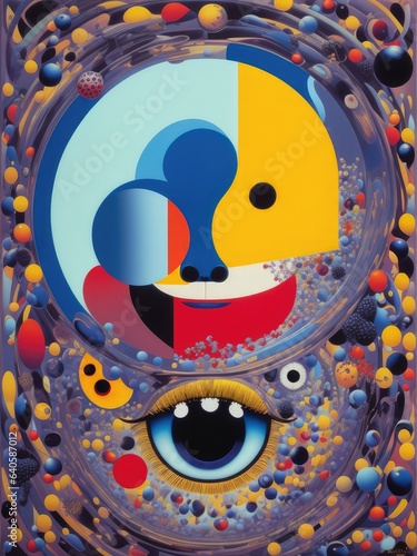 Abstract painting. Face and geometric objects. Generative AI