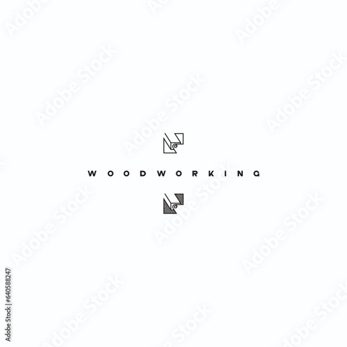 

an illustration consisting of an image of a chisel plowing a tree and the inscription "woodworking"