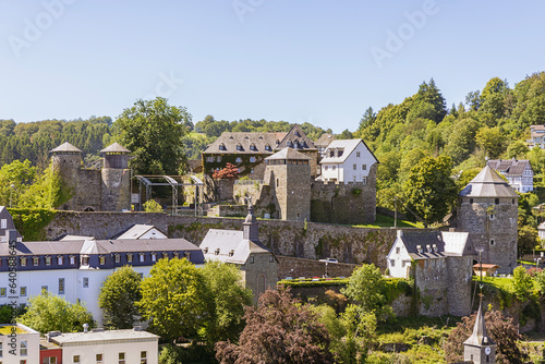 Close up of the Monschau Castle  seen from the Rinkberg Chapel