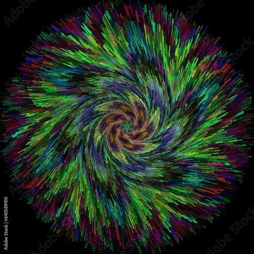 twisting and exploding green circular design on a black background © john