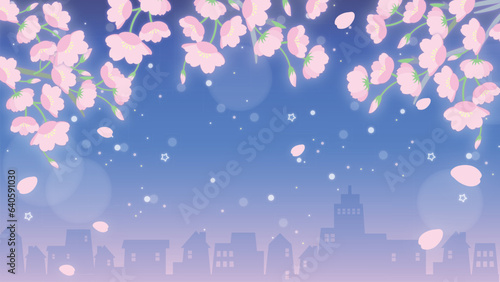 夜桜の背景素材
