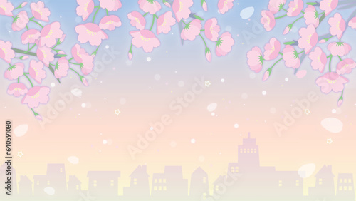 都心部の桜の背景素材