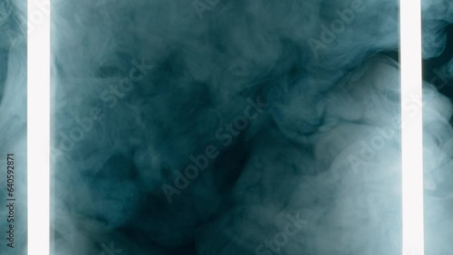 Colored neon light with smoke