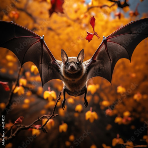 Bat in its Natural Habitat, Wildlife Photography, Generative AI
