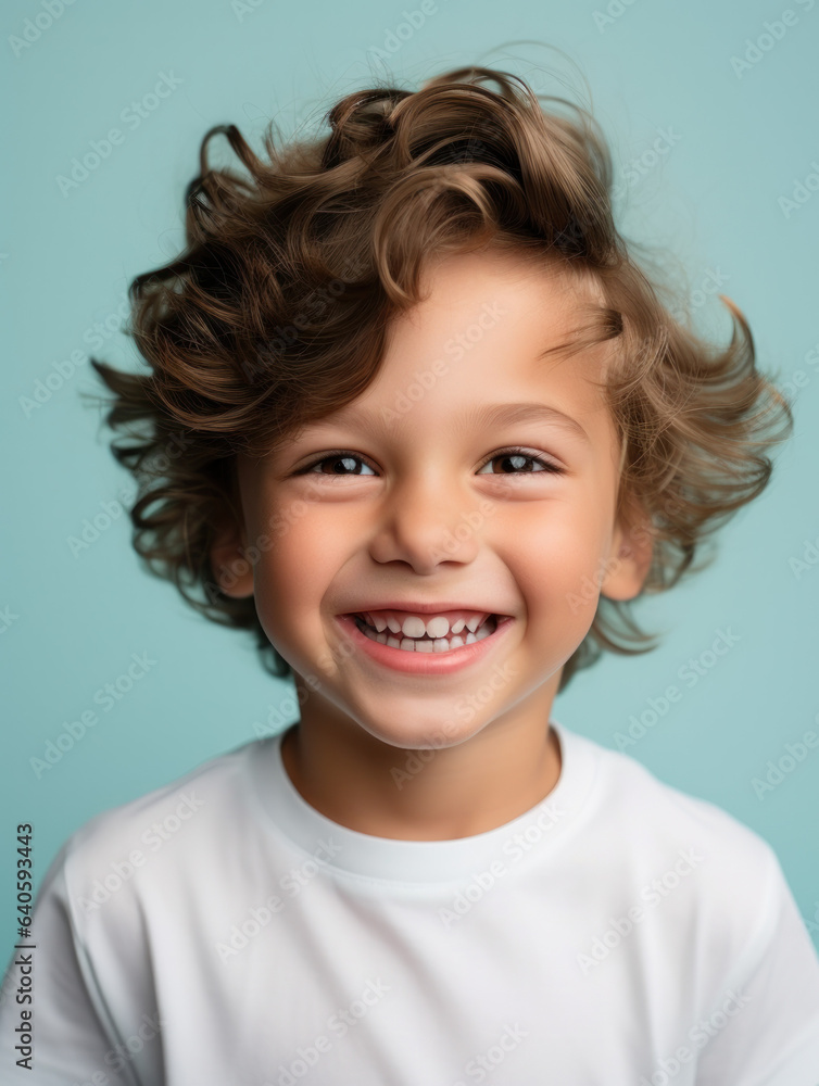 Pure Happiness: Vibrant Child's Portrait in Soft Tones, Generative AI