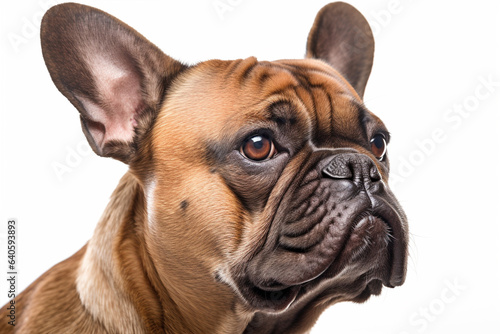Portrait of fawn French Bulldog dog on white background © Firn
