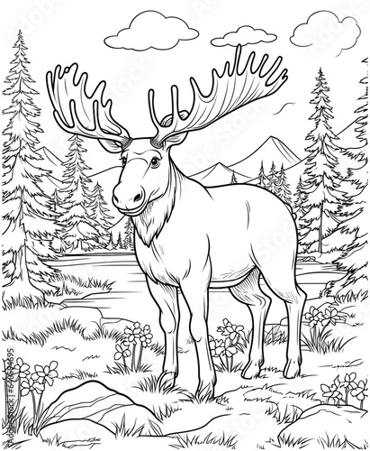 moose jungle coloring page for adults