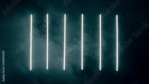 Colored neon light with smoke
