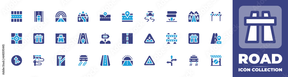 Road icon collection. Duotone color. Vector and transparent ...