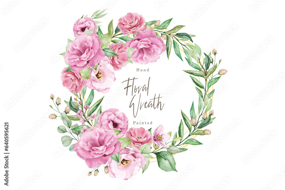  watercolor poppy floral wreath illustration