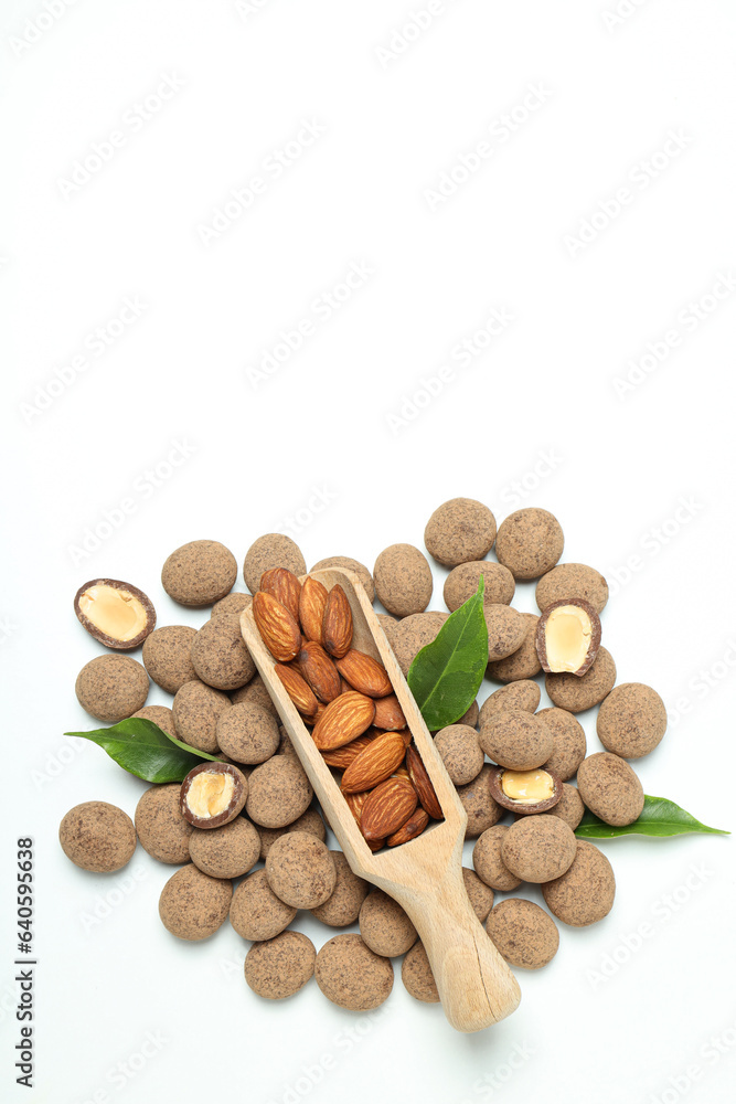 Tasty and sweet food - almonds in chocolate Tasty and sweet food - almonds in chocolate